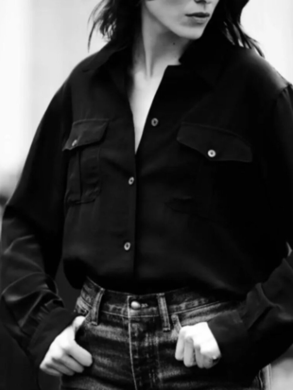 Alexa Chung for Madewell Pleat-Pocket Button-Up Shirt sz medium, NWT